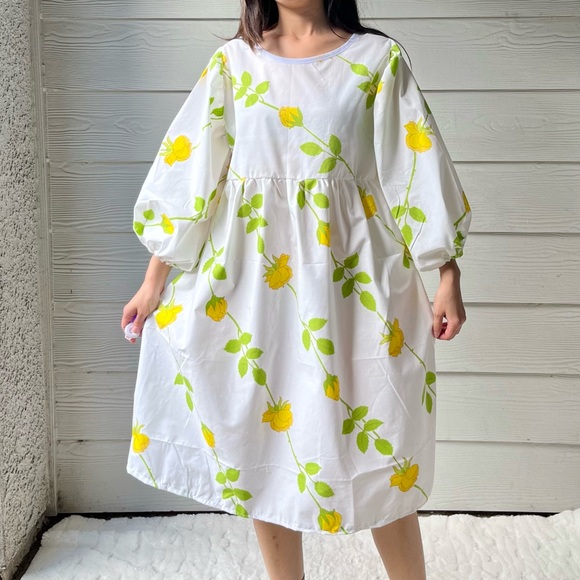 Christian Dior | Handmade Vintage Christian Dior Yellow Roses Dress SKU 07066 - Picture 13 of 15